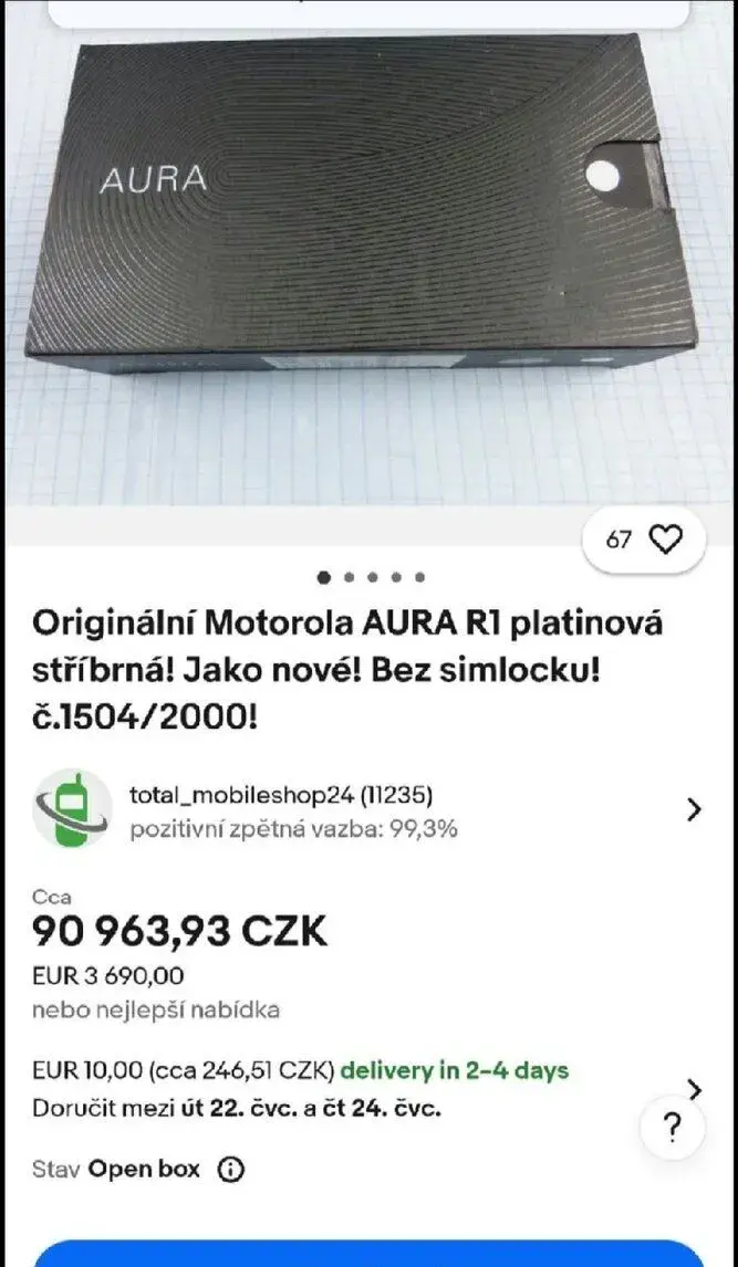 Motorola aura R1 celkem 2000 kusů