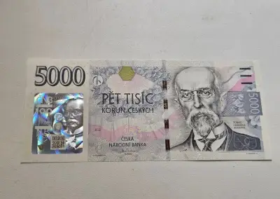 UNC BANKOVKA 5000 Kč s přítiskem , ČNB k výročí 100 let