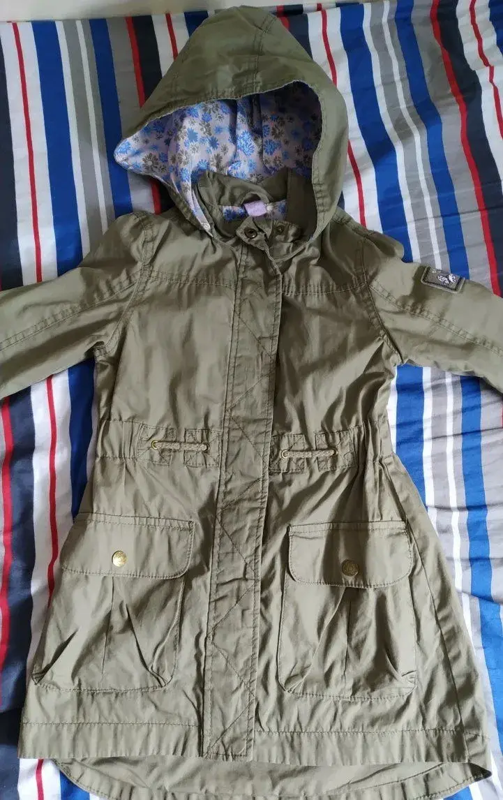 Khaki delší kabát /parka pro malou parádnici 110cm