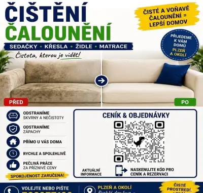 ČIŠTĚNÍ SEDAČEK, KOBERCŮ A ČALOUNĚNÍ – PLZEŇ A OKOLÍ