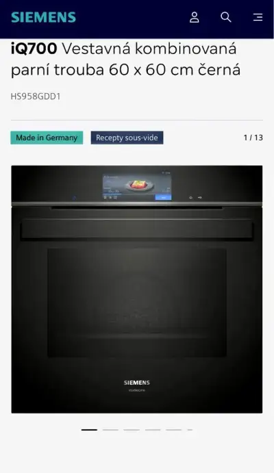 Nová parní tr. SIEMENS STUDIOLINE HS958GDD1 s připoj. vody