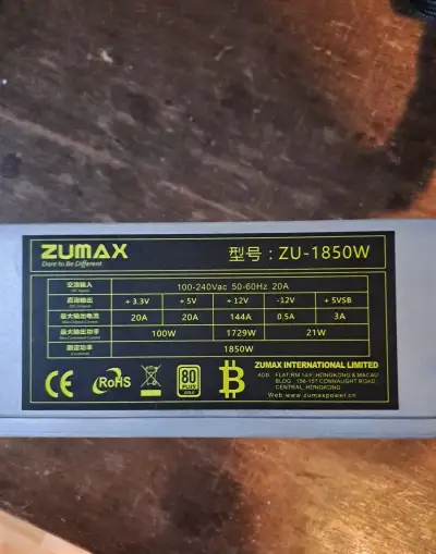 Zumax 1850W silvestra 80 Plus gold