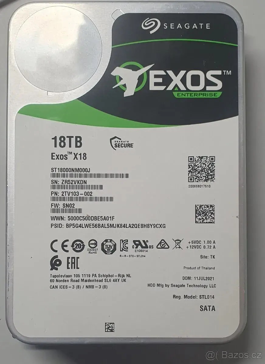Seagate EXOS X18 18TB - v ZÁRUCE