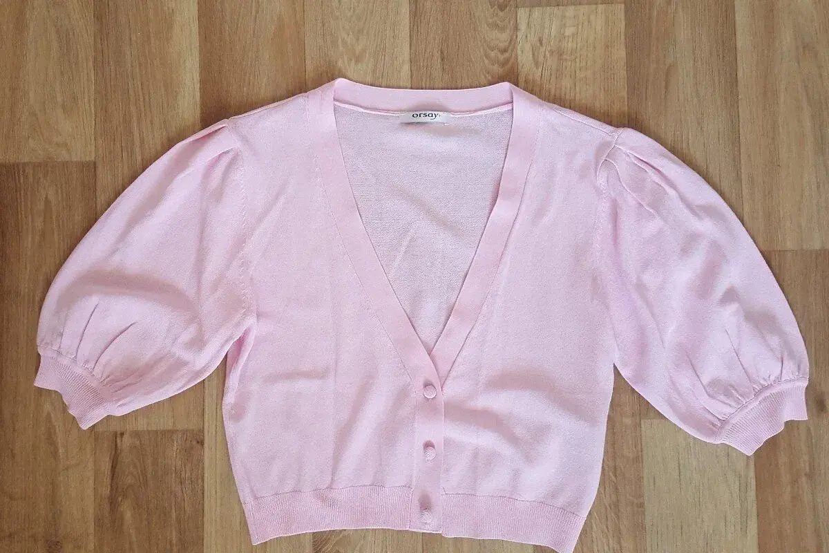 Krátký růžový svetřík na knoflíky, vel. 34 XS, Orsay