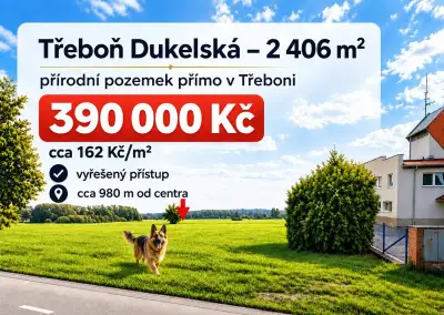 Pozemek Třeboň 2 406 m² – 390 000 Kč