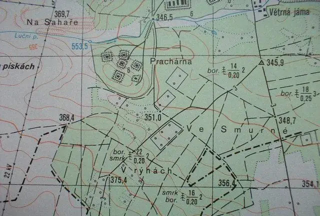Vojenská profesionální tajná mapa ČSLA Nýřany 1:25 Prachárna