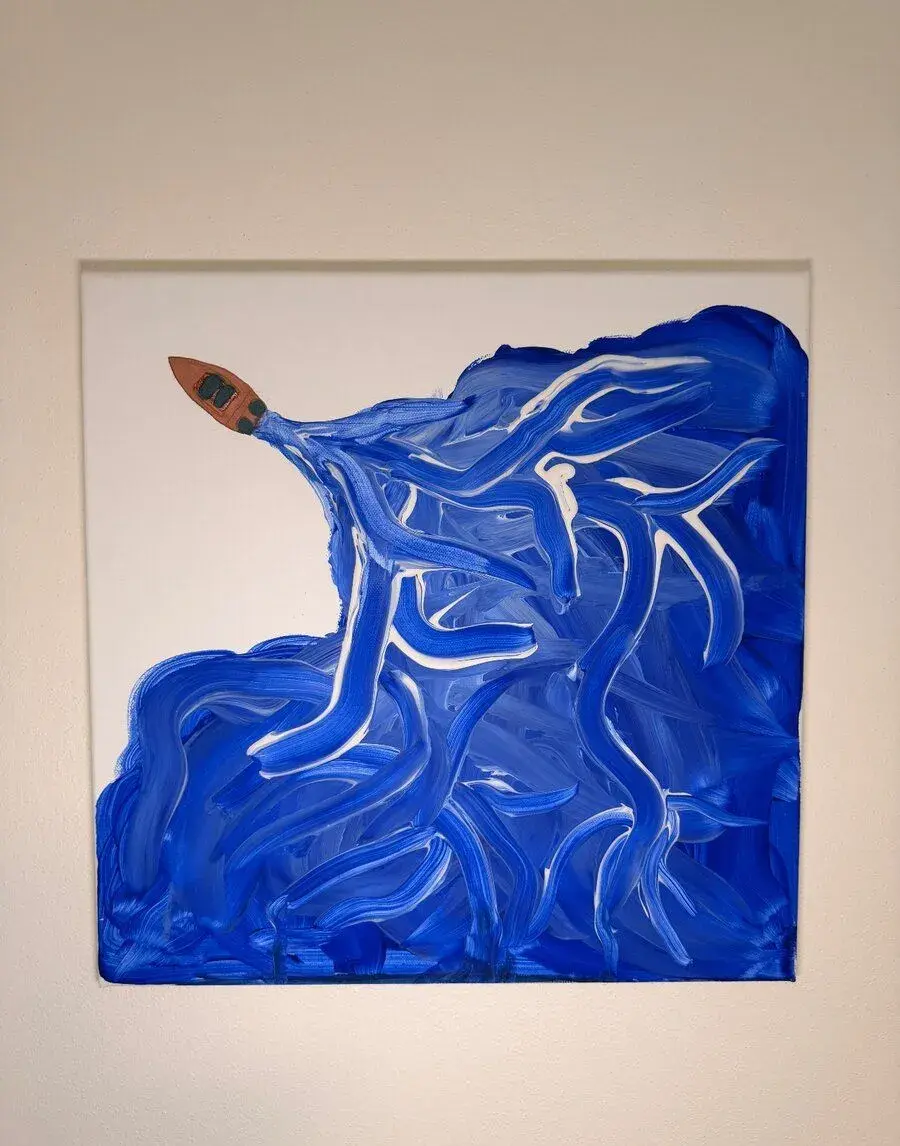 Obraz "Loďka"; Rozměry 40 x 40 cm; Autor: Maxim 13 let