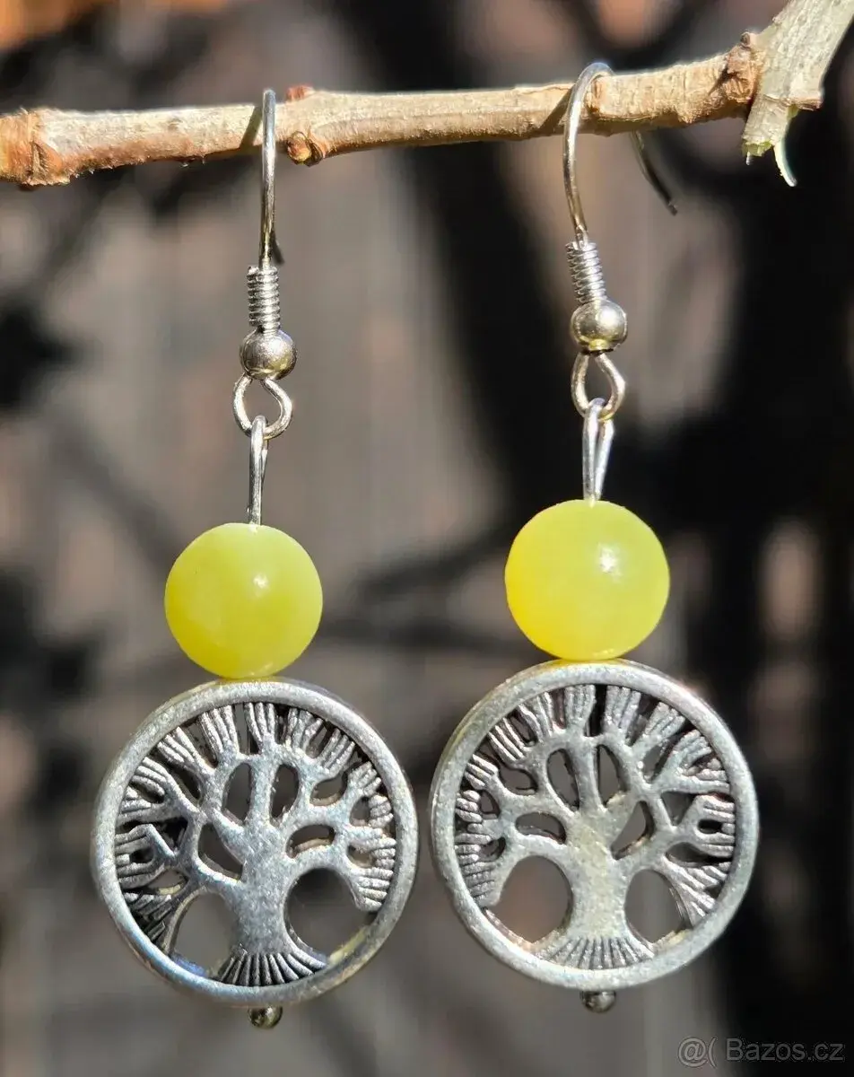 Náušnice Strom života s Jadeitem citronovým 💚