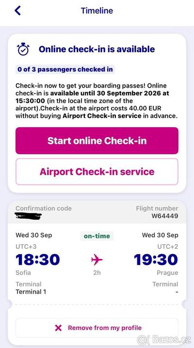 WIZZ AIR – SOFIA → PRAHA | 3 LETENKY 30.9