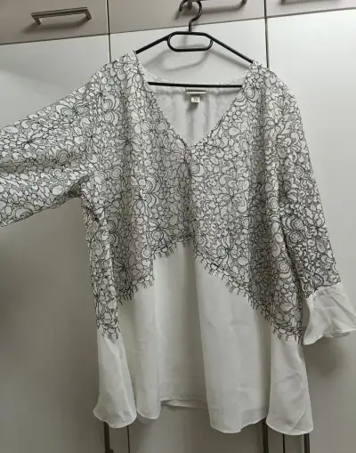 Bílá halenka s krajkou Bonprix, vel. 54 (7XL) - nová