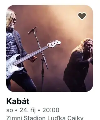 2x lístek na koncert Kabát Zlín Zimni Stadion Luďka Cajky