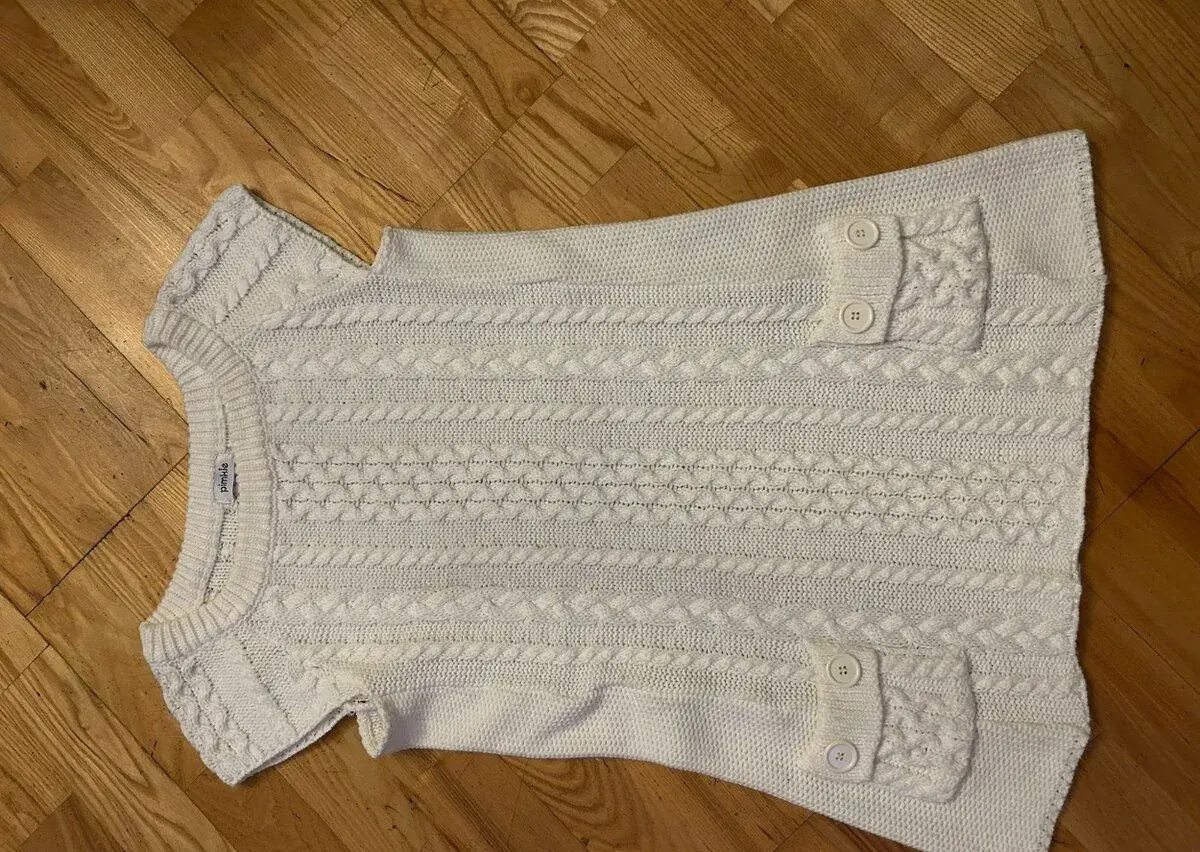 Pimkie bílé pončo / svetr pončo S/M - copánky - knoflíky na