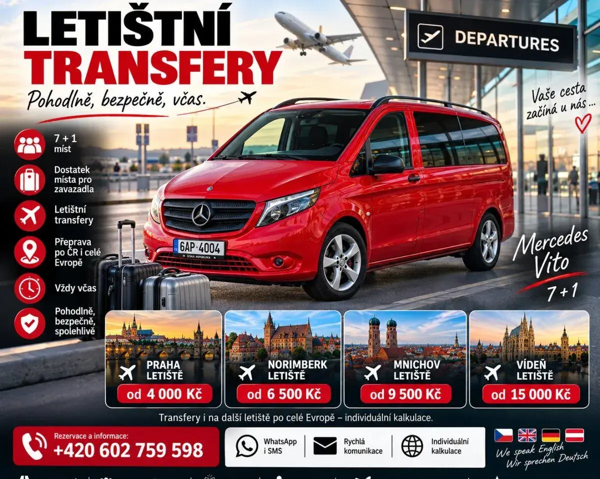 Transfer letiště ČR, DE 7 + 1 osob