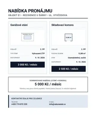 Rozšířené garážové stání a skladová komora (12,8 m²), P-6 Re