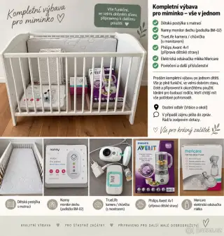 Výbava pro miminko – postýlka, monitor, chůvička + další