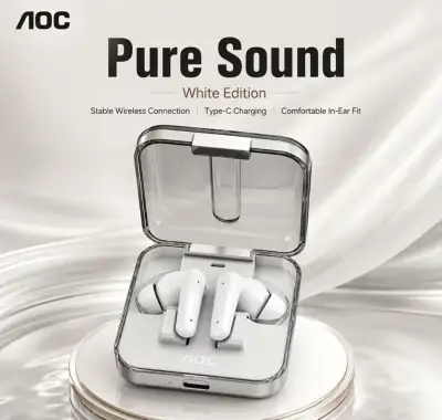 Bílá bluetooth sluchátka AOC