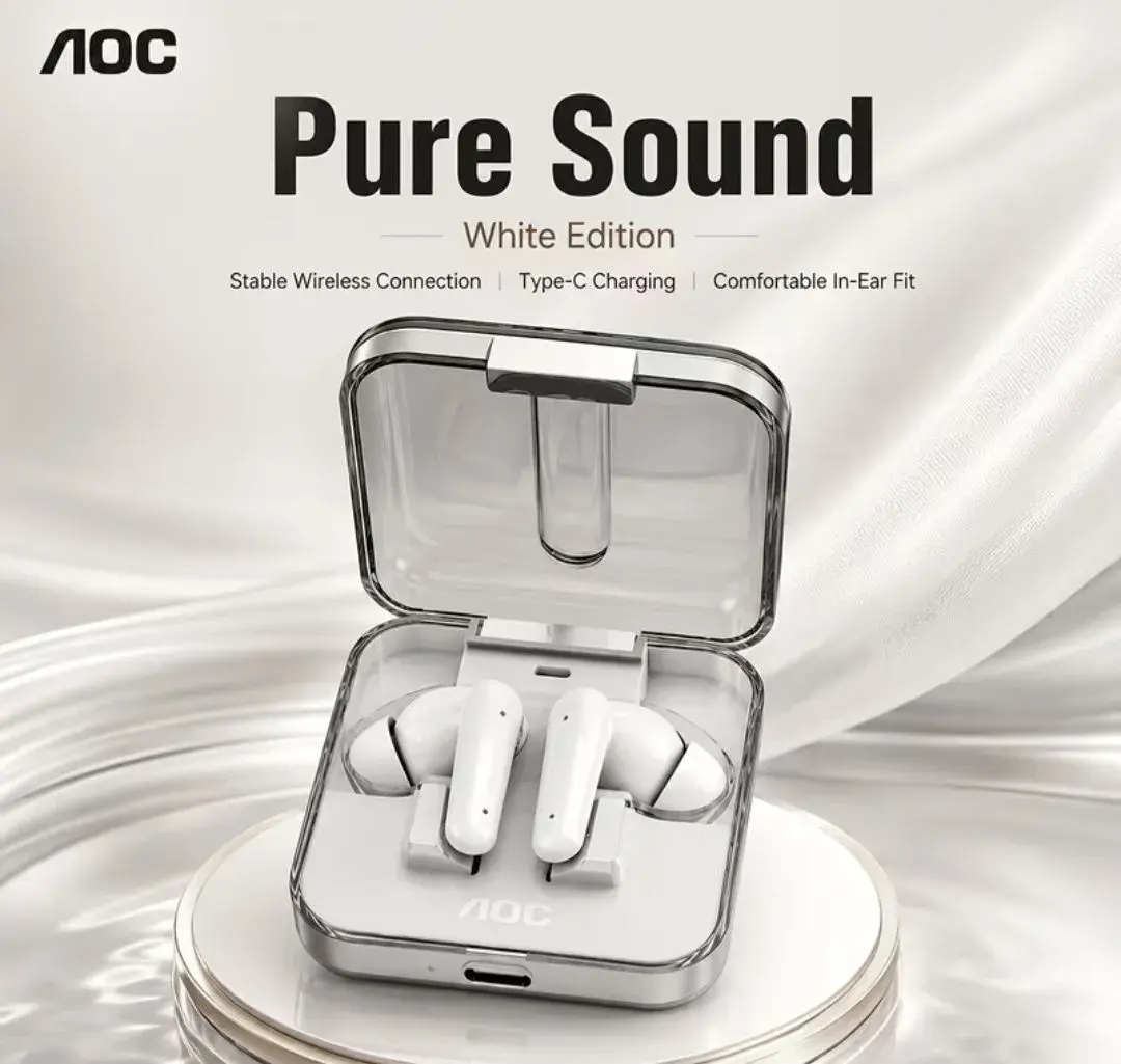 Bílá bluetooth sluchátka AOC