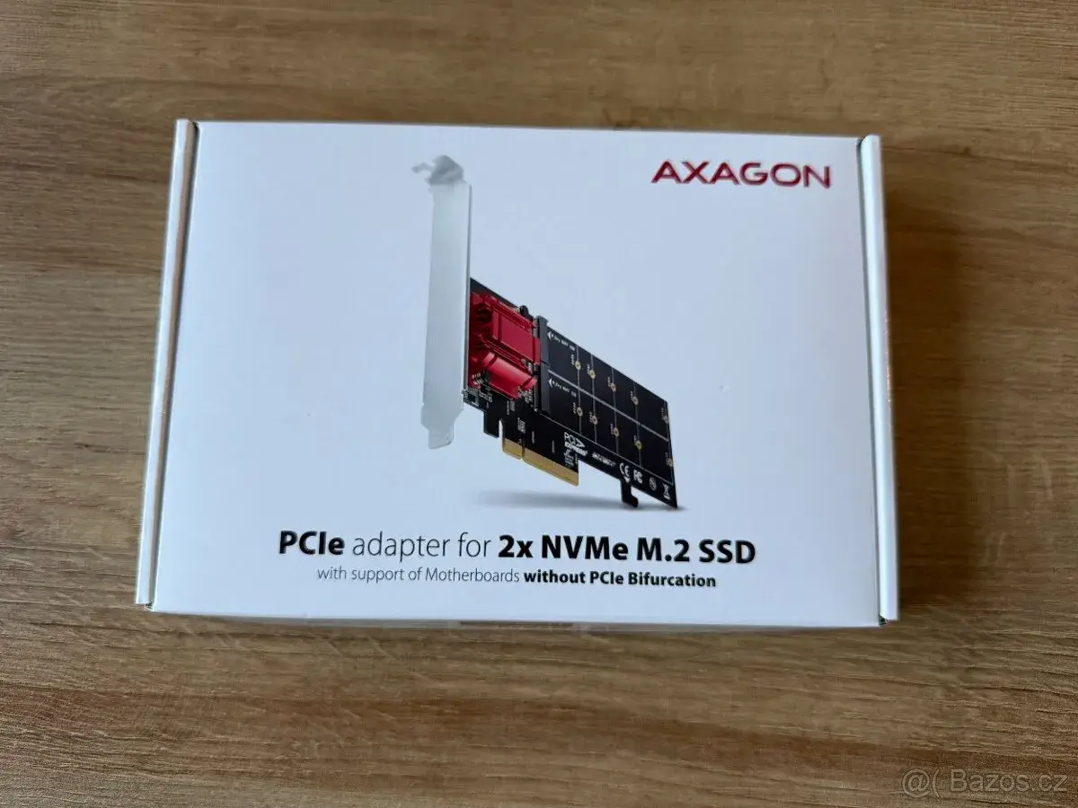 AXAGON PCEM2-ND – PCIe řadič pro 2× M.2 NVMe SSD
