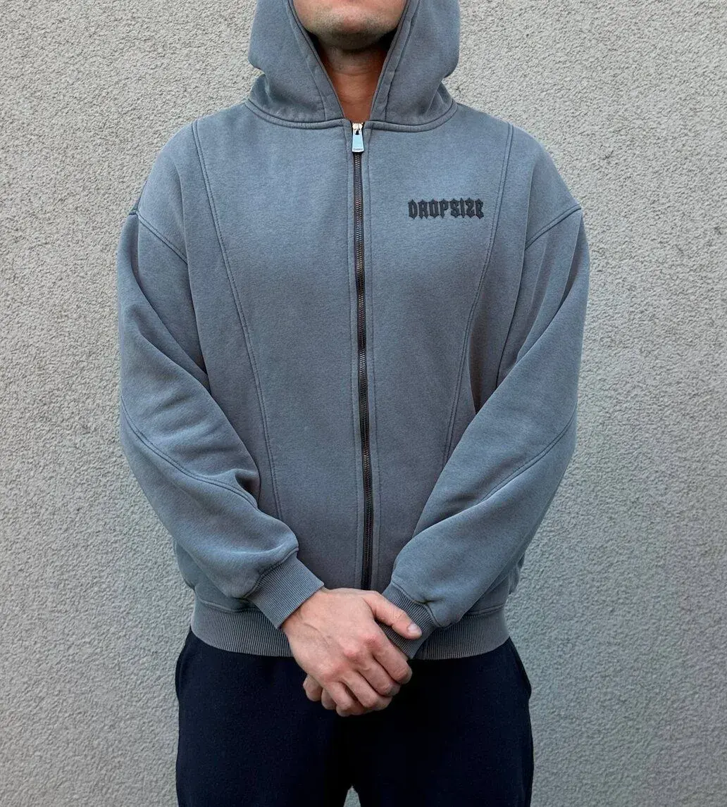 Dropsize Mit Nähten - Mikina na zip - grey washed