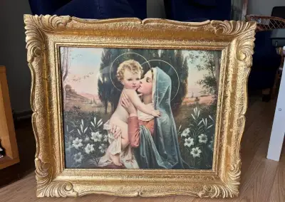 Obraz sv. Marie a Ježíšek - V masivním dřevěném rámu - 1546
