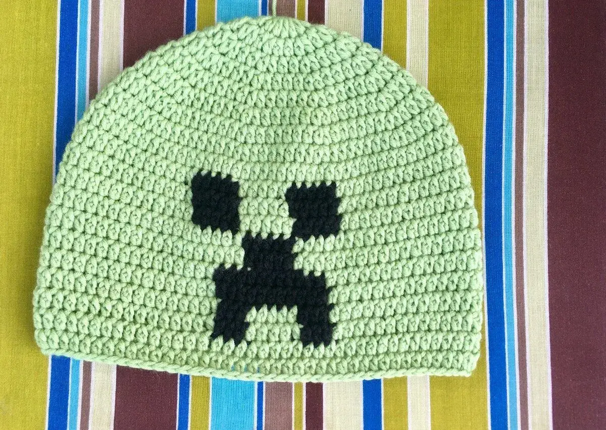 NOVÁ Háčkovaná čepička čepice Minecraft