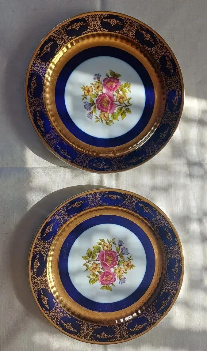 2× porcelánový talíř EPIAG Carlsbad Cobalt – kobalt, zlacení