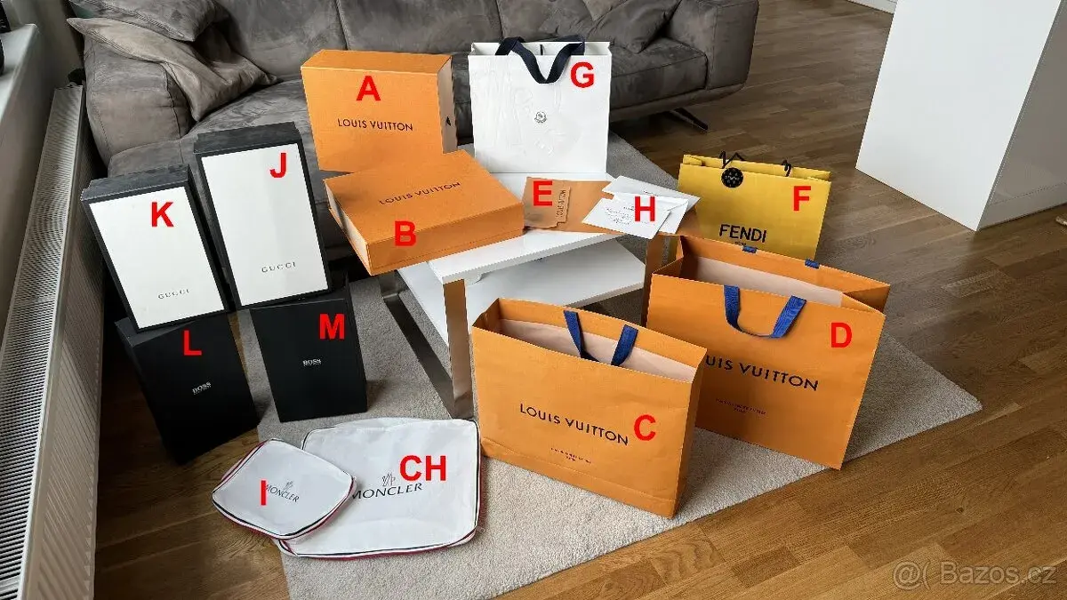 Louis Vuitton, Gucci, Fendi, Moncler, Boss - tašky krabice