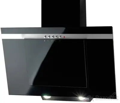 Komínová digestoř AKPO černá/černé sklo 60 cm nerez proužek