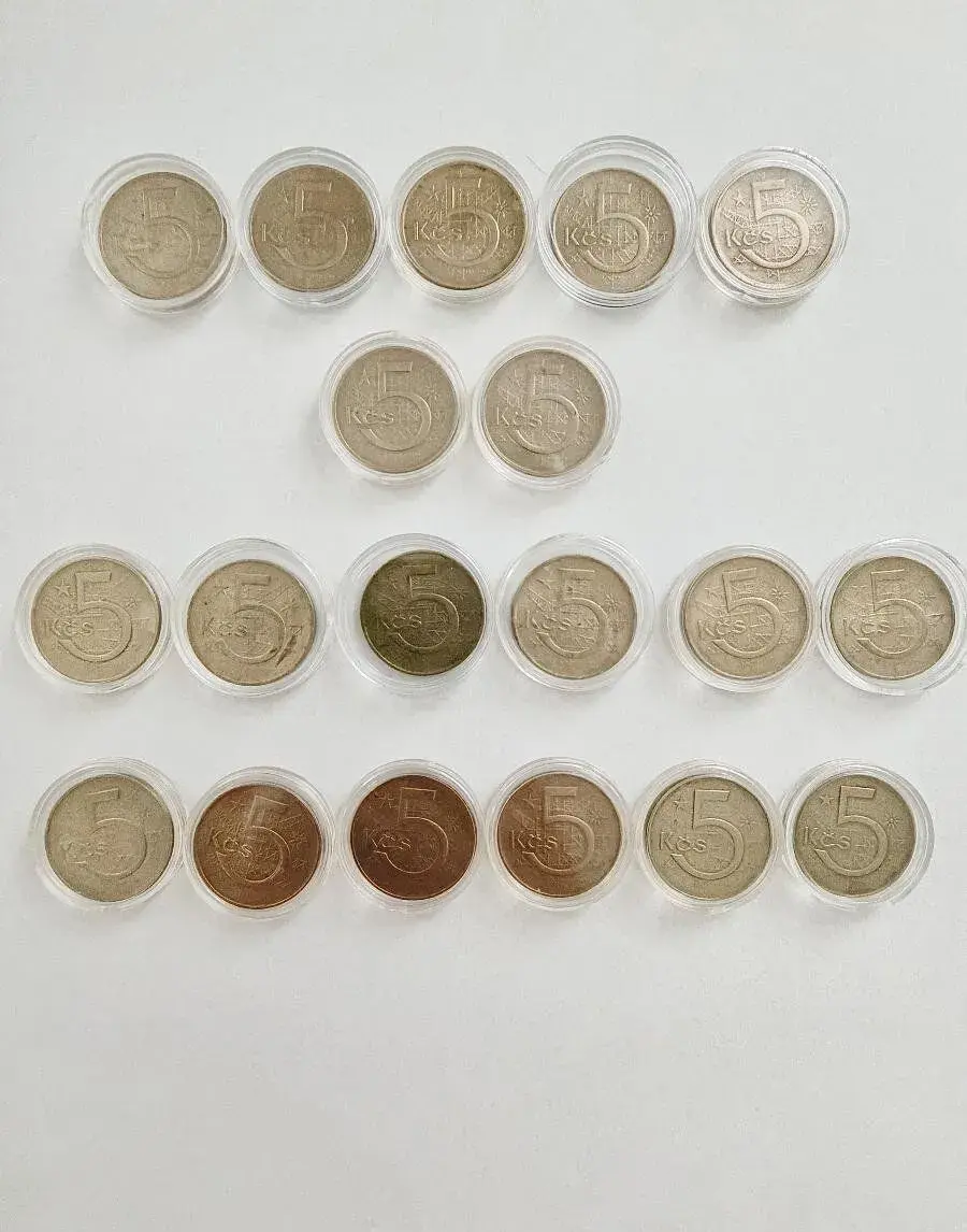 5 Kčs ČSSR – konvolut 19mincí 1966–1984 + varianty