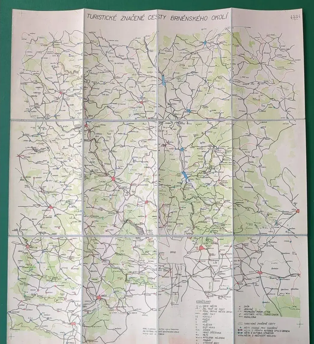 Mapa ČSSR - turistické cesty brněnského okolí