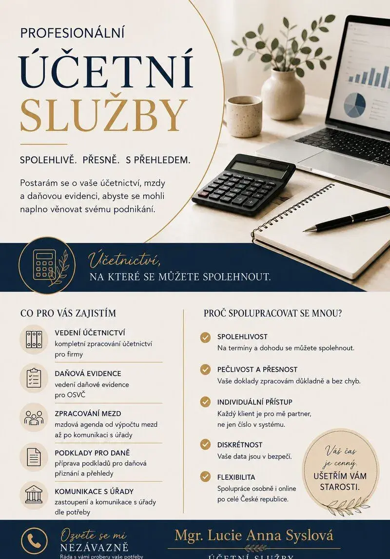 Vedení účetnictví a daňové evidence, zpracování mezd