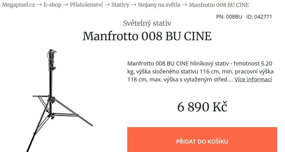 309 - nový stativ Manfrotto 008 BU