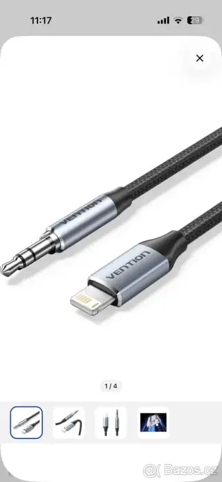 Lighting to Jack3,5mm 1,5 metru