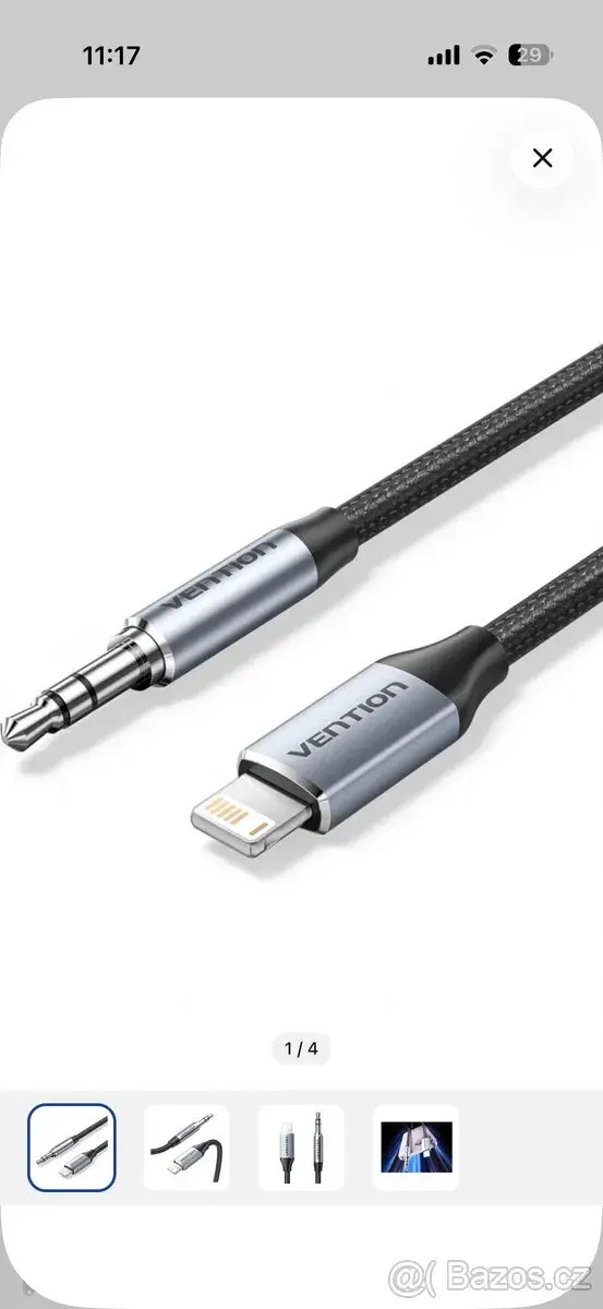 Lighting to Jack3,5mm 1,5 metru