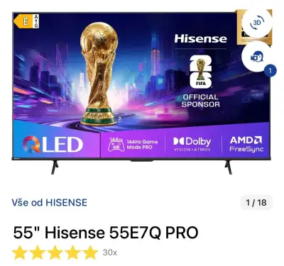 4K TV 55" Hisense 55E7Q PRO (V ZÁRUCE)
