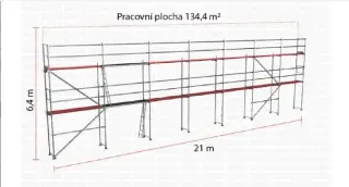 Sestava fasádního lešení Plettac PD70 - 134m NOVÉ