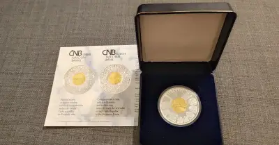 bimetalová mince Vstup ČR do EU - zlato + stříbro