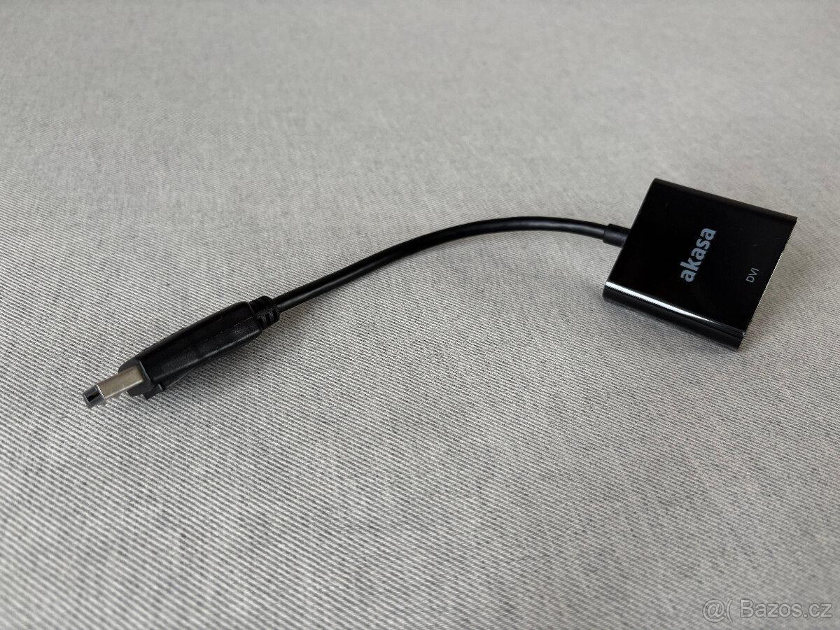 Redukce AKASA DisplayPort (M) to DVI (F) lesklá černá