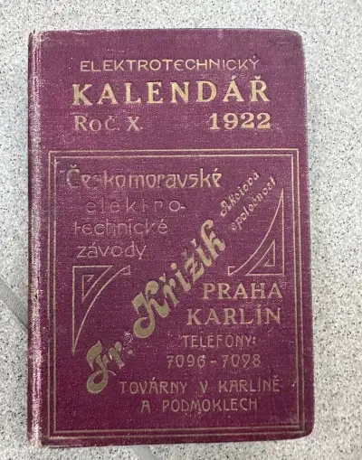 Elektrotechnický kalendář 1922 – ročník X. František Křižík