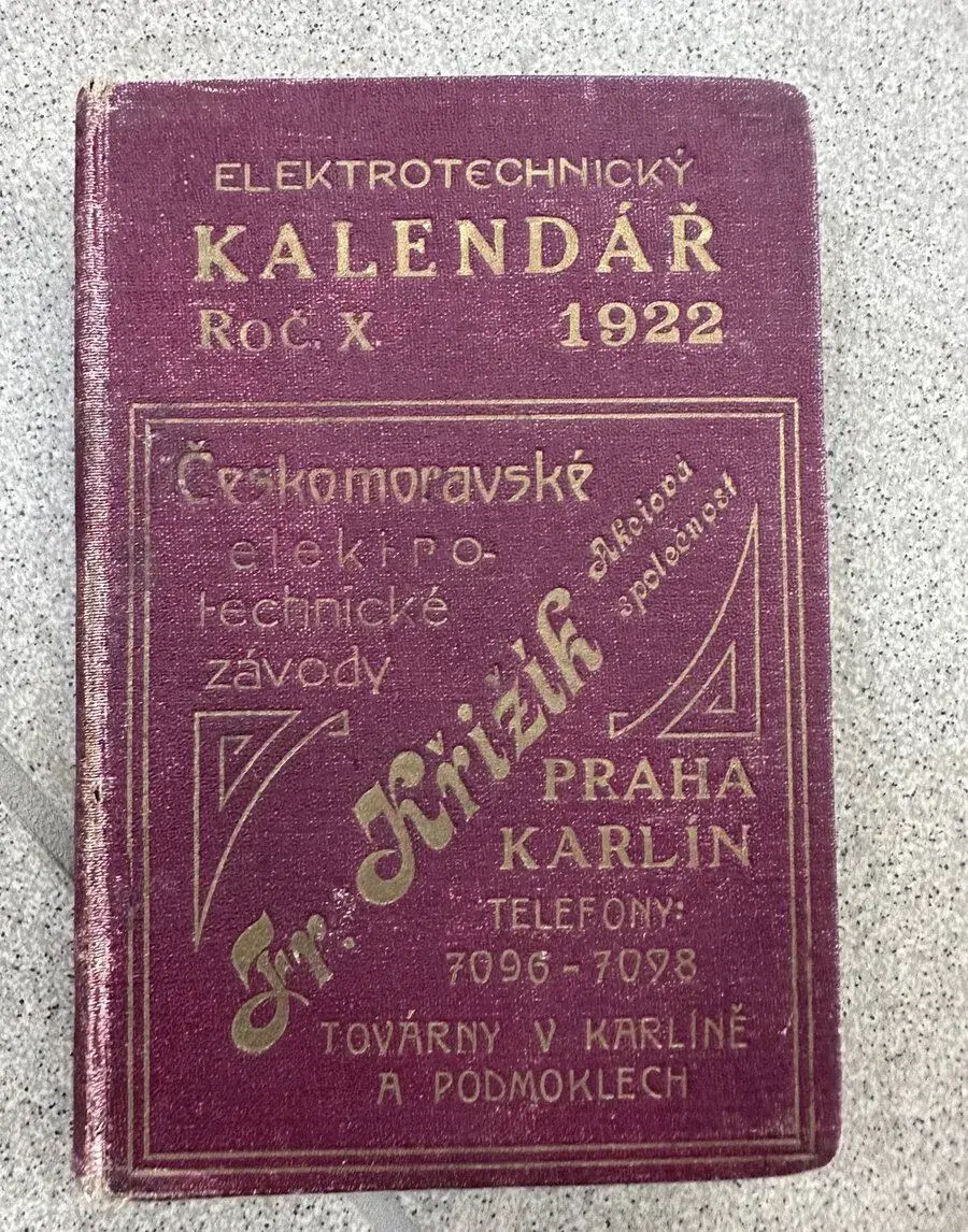 Elektrotechnický kalendář 1922 – ročník X. František Křižík