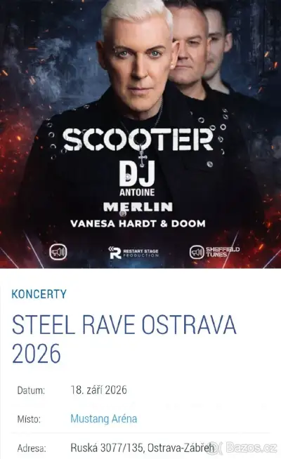 Vstupenka na koncert Scooter