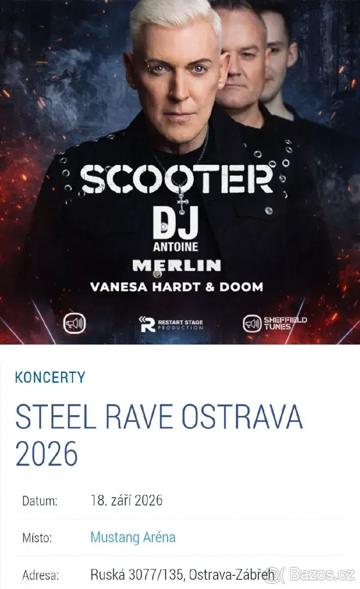 Vstupenka na koncert Scooter