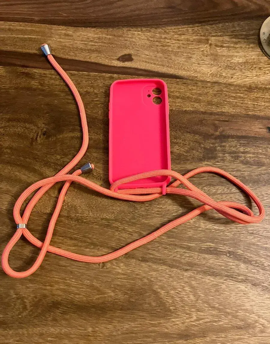 Silikonový obal se šňůrkou na iPhone XR-neonově růžový NOVÝ