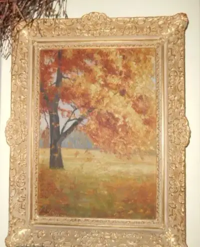 Obraz olej DUB - VOŠMIK r.1936 s věnováním 63cmx48cm