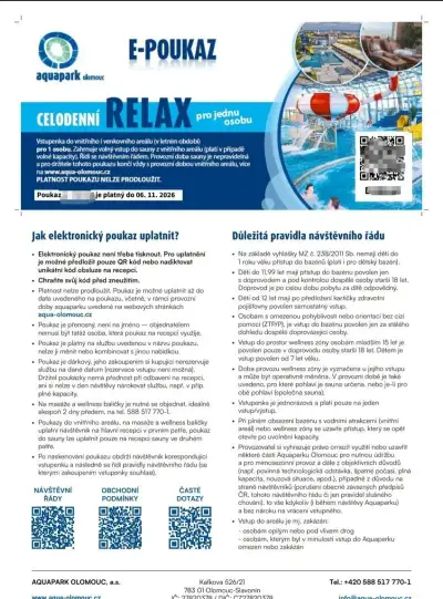 Celodenní poukazy do aquaparku v Olomouci