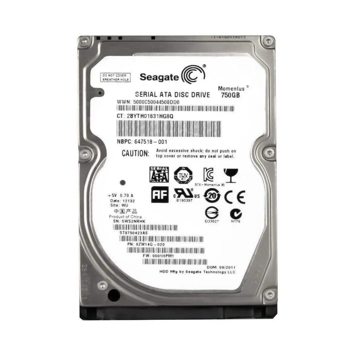 Plně funkční HDD pevný Disk 750 GB 2,5" SATA