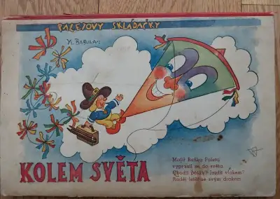 retro leporelo Paletovy skládačky Babula: Kolem světa