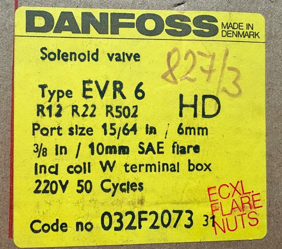 Solenoidový ventil Danfoss EVR 6 (032F2073) nový, komplet
