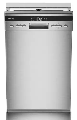 Myčku SIGURO DW-F453S Efficlean, šířka 45cm, stříbrná