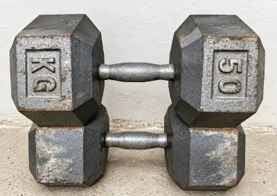 Jednoruční činky 2×50 kg – profi litinové HEXA